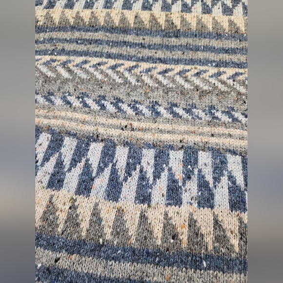 VTG Saugatuck Dry Goods Co. Blue & Gray Patterned Wool Blend Sweater Size L EUC - Picture 2 of 7